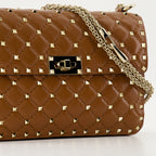 Rockstud Spike bag, Valentino Garavani, brown leather bag, quilted leather handbag, luxury designer bag