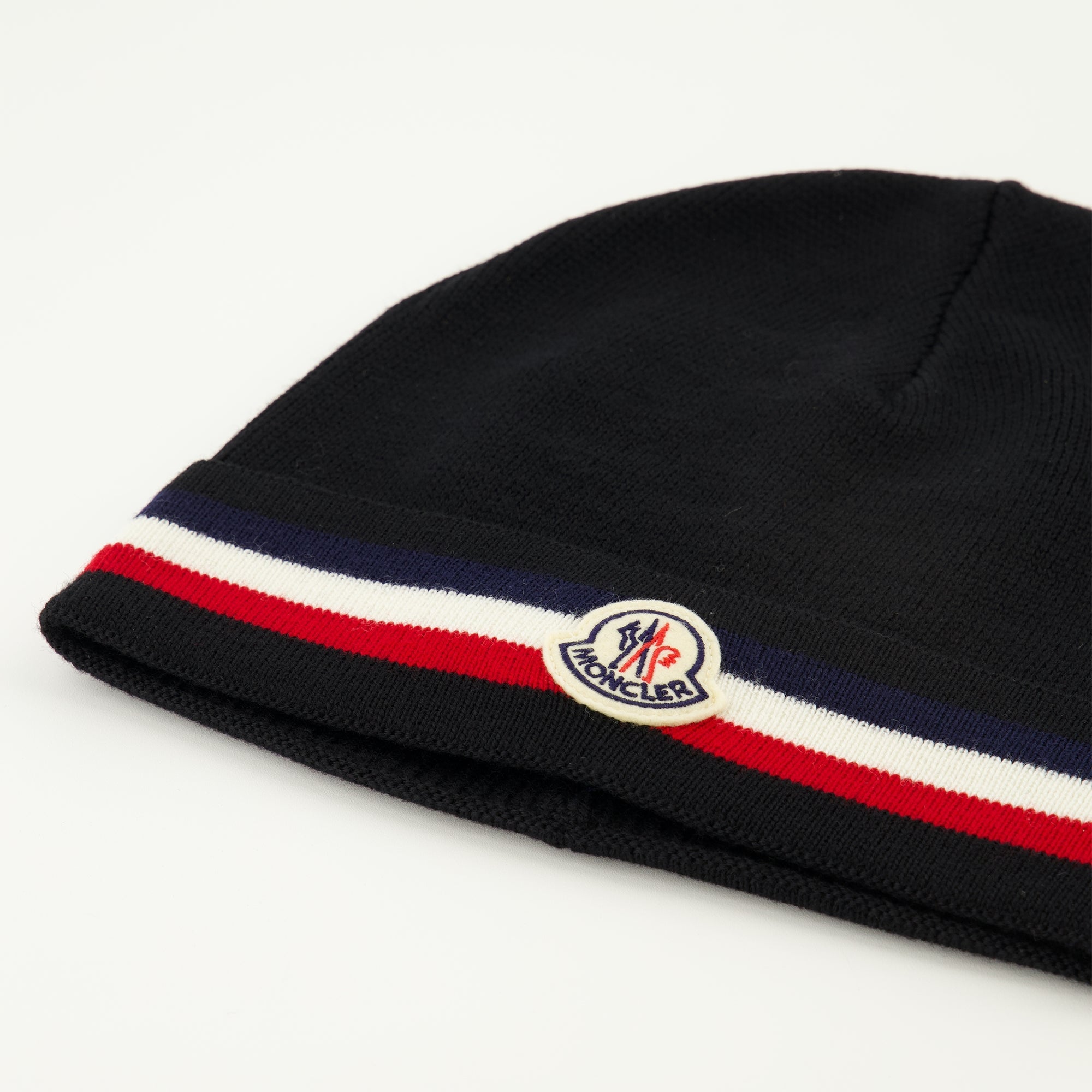 Moncler beanie, wool hat, tricolore accessories, Men's winterwear, premium headwear