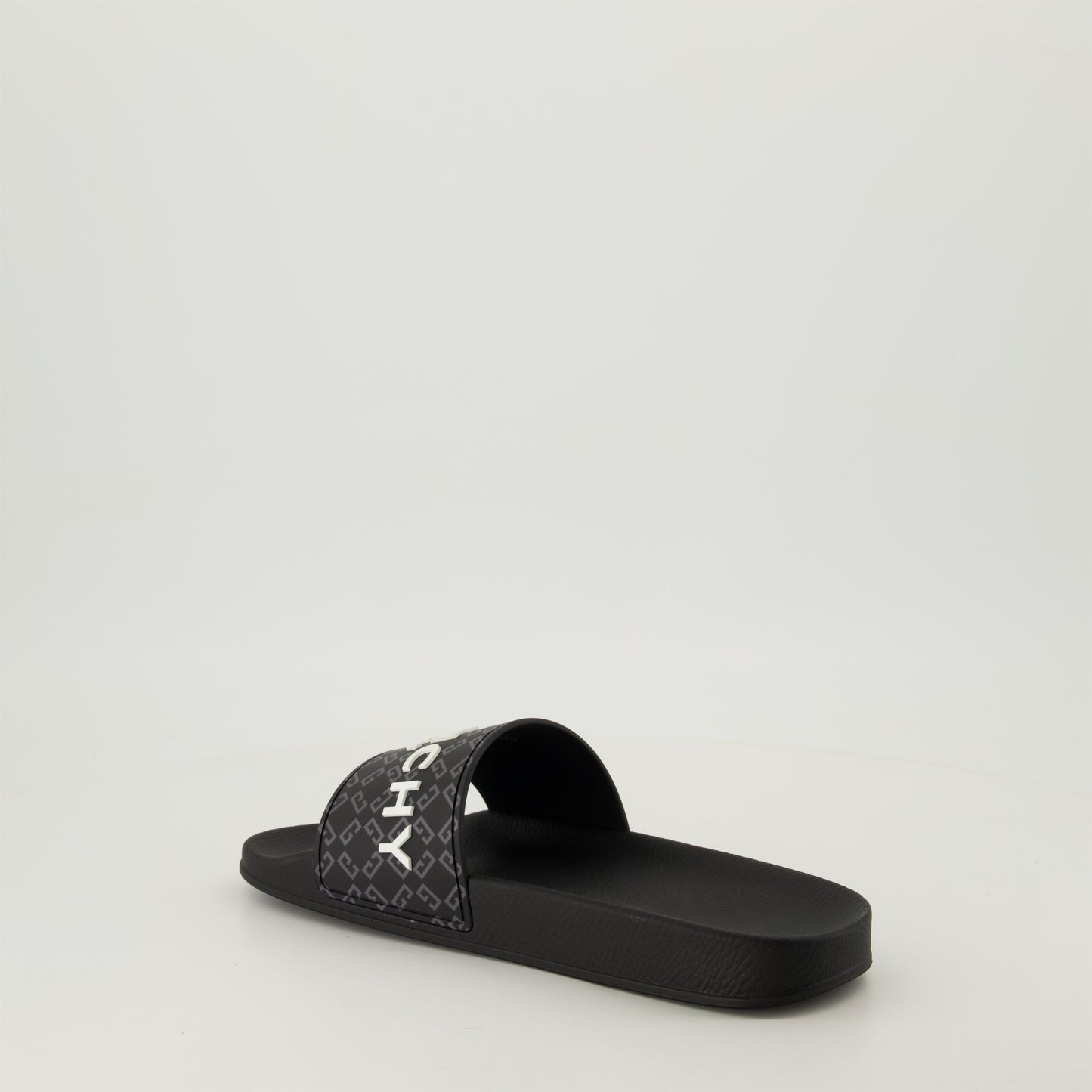 Black Slide Sandals, Rubber Slides, Open-Toed Sandals, Molded Sole Comfort, Contemporary Footwear