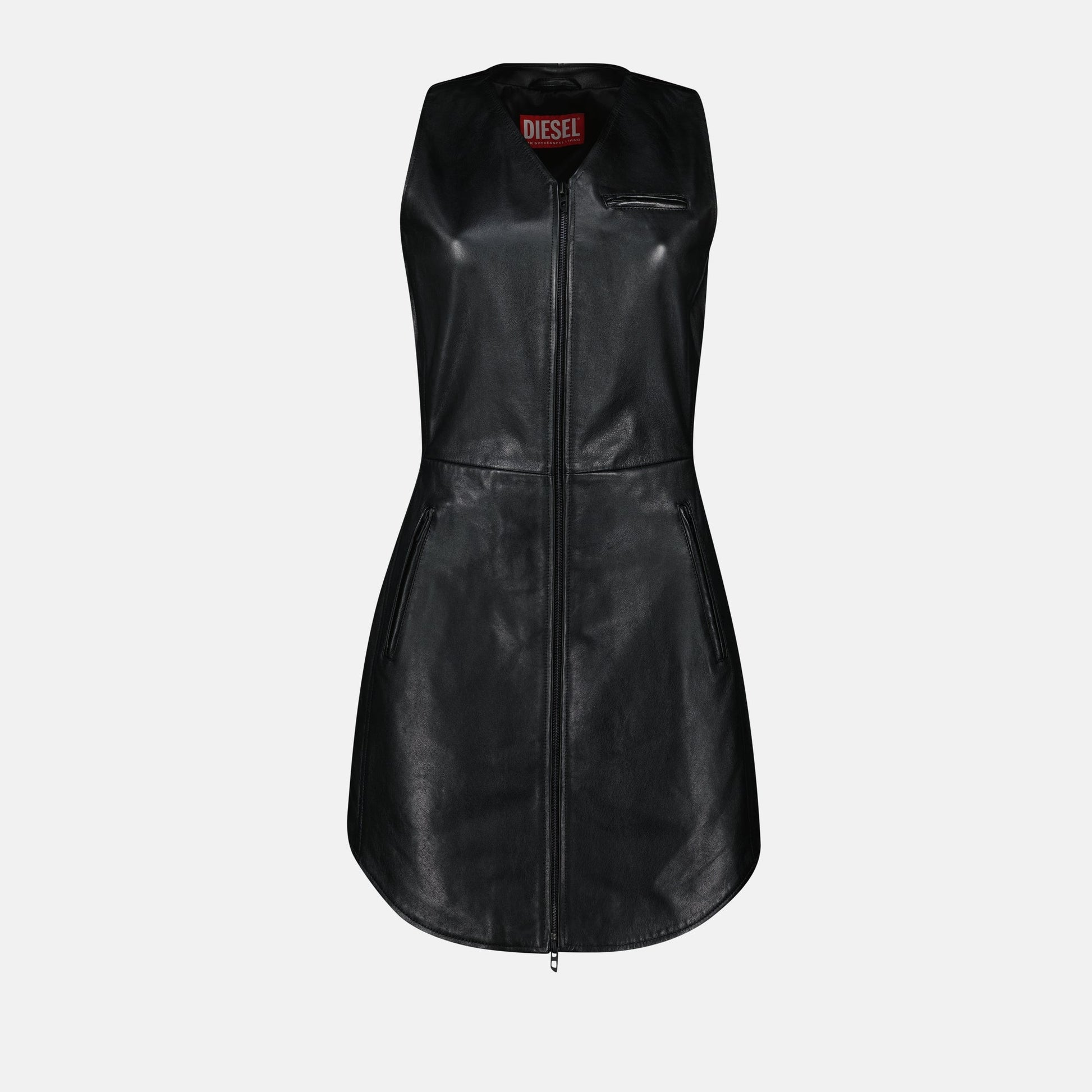 L-Ilith dress, leather dress, Diesel fashion, black dress, textured leather