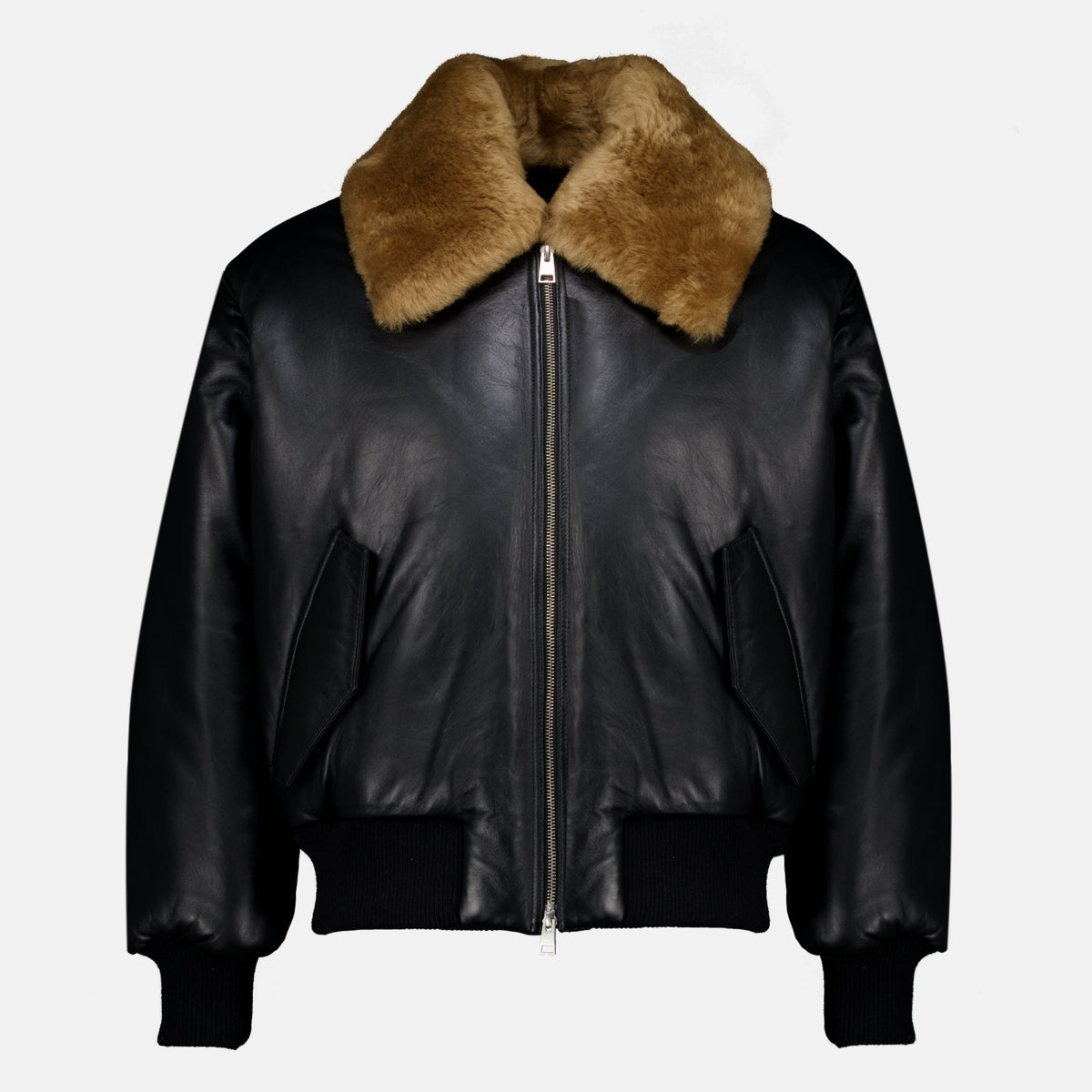 Padded Black Lambskin Jacket