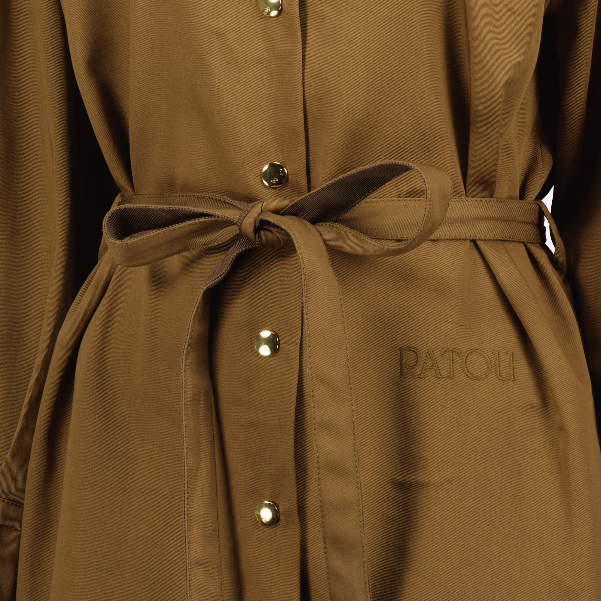 brown shirt dress, Patou dress, cotton gabardine dress, midi dress, women's fashion