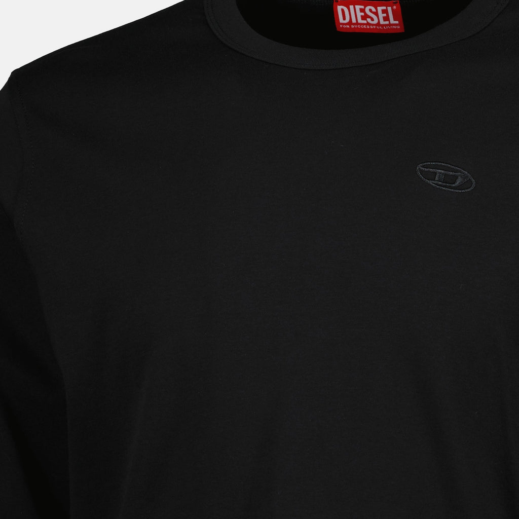 Imagen de la camiseta negra T-Adjust de Diesel para hombres - Temporada Otoño-Invierno 2025 - Vista de los detalles del producto 2