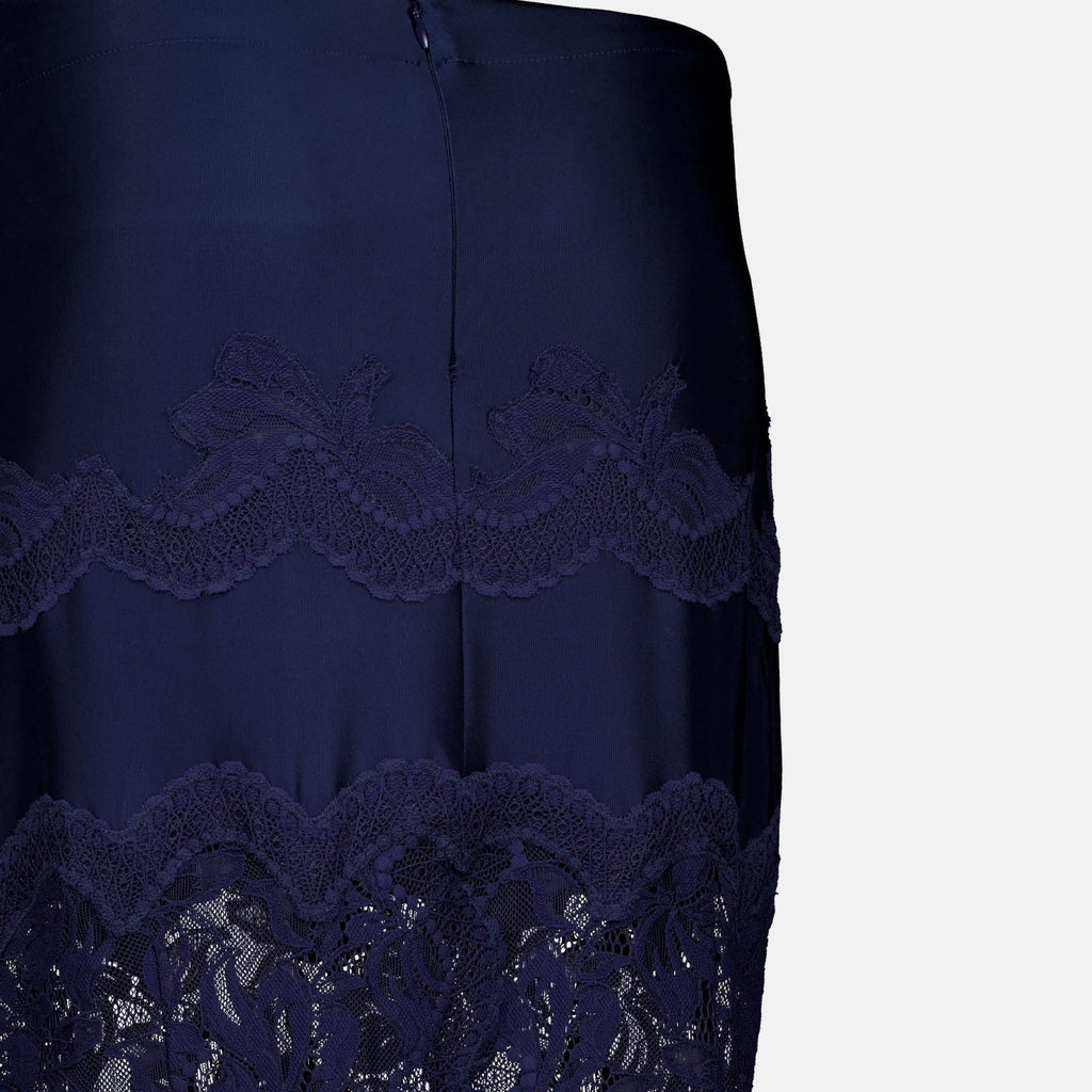 Navy Lace Midi Skirt