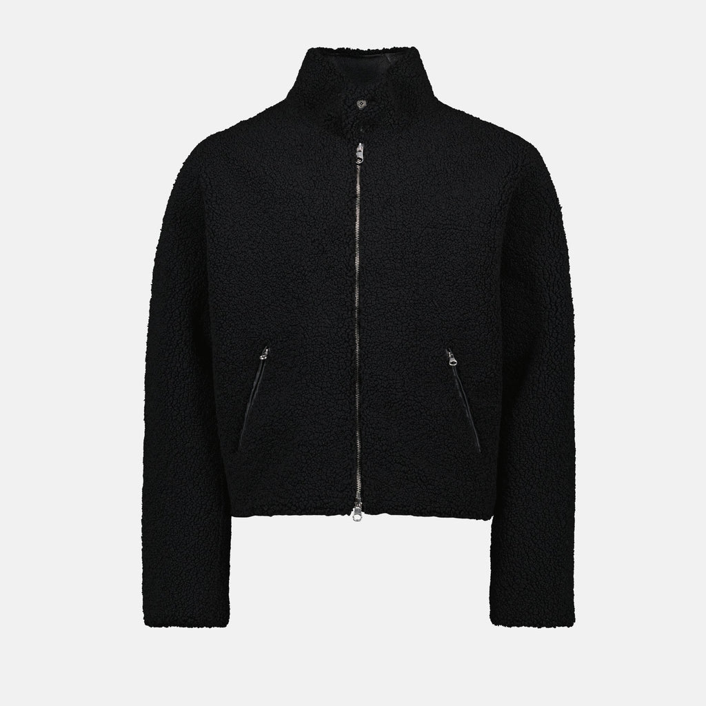 Image of Black Fleece Bomber Jacket by Courrèges for Men - Season Autumn-Winter 2024 - Front View
