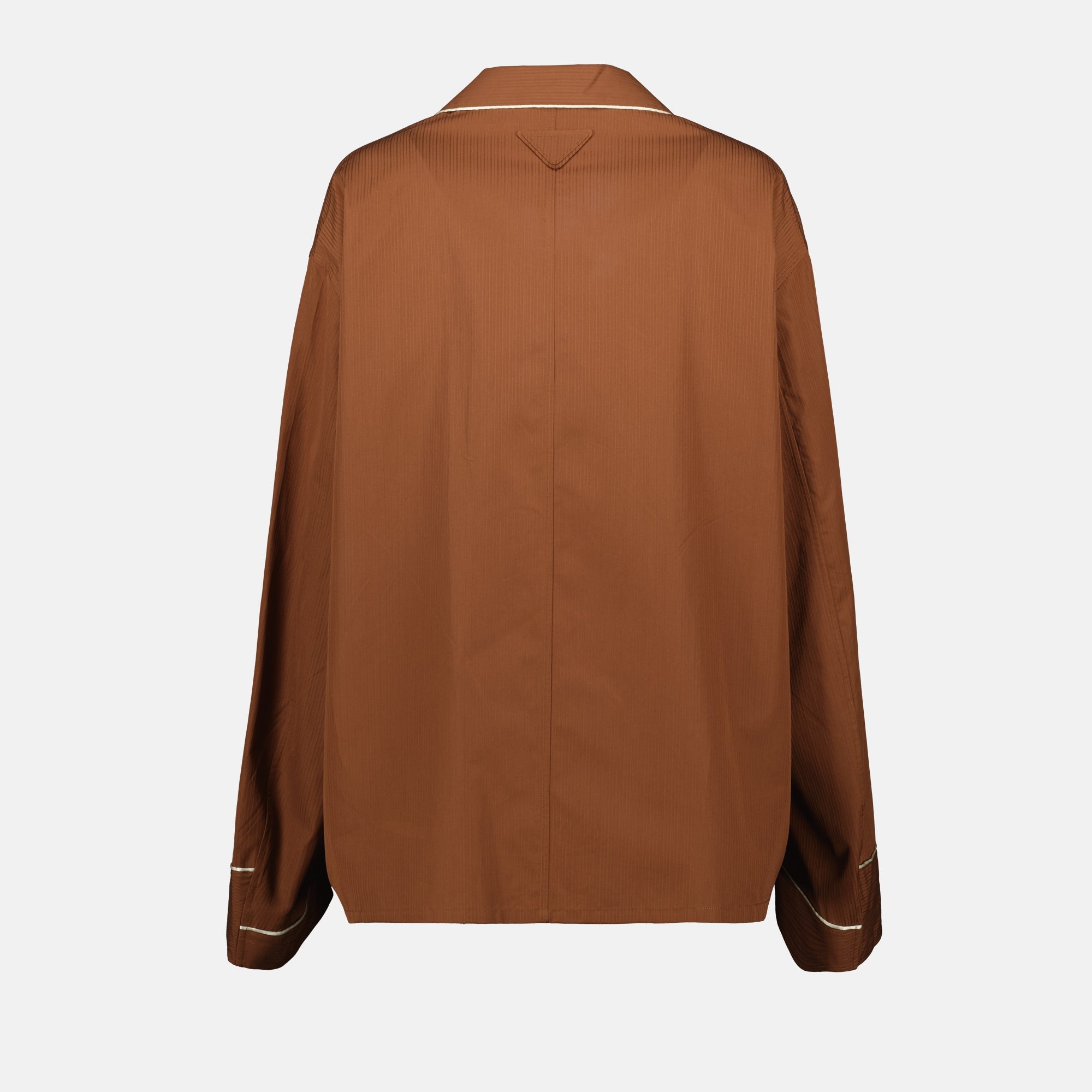 Prada shirt, brown cotton shirt, oversized shirt, Autumn-Winter 2025, stylish blouse