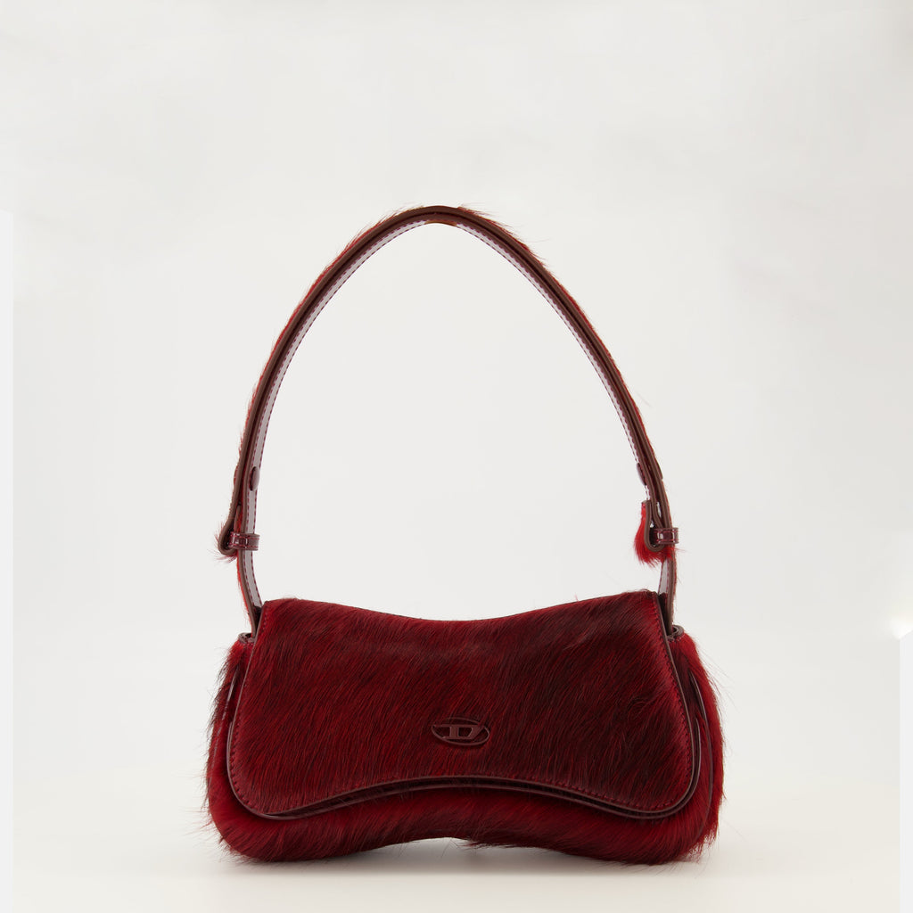 Le Sac Play Clutch, bordeaux leather handbag, magnetic closure clutch, adjustable shoulder strap, sophisticated accessory
