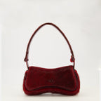 Le Sac Play Clutch, bordeaux leather handbag, magnetic closure clutch, adjustable shoulder strap, sophisticated accessory