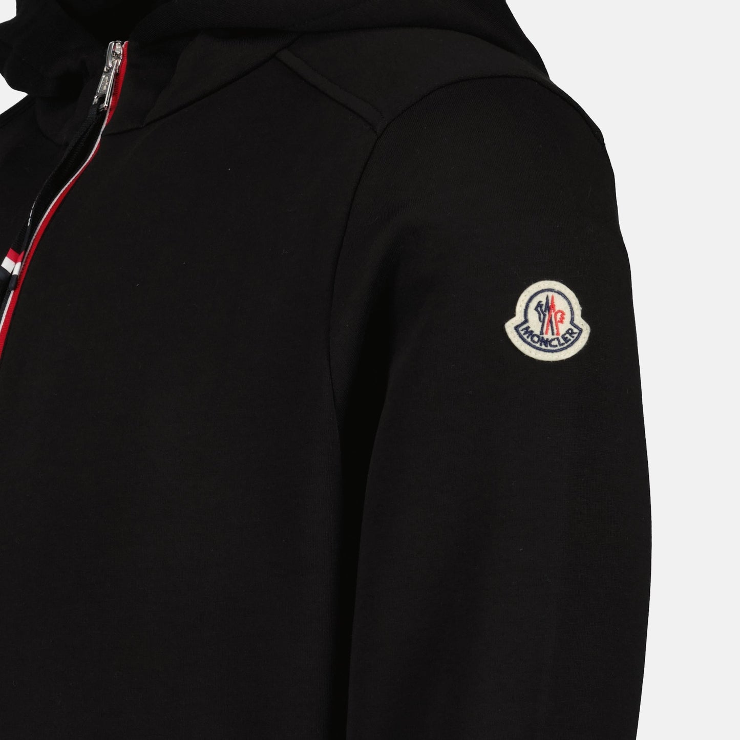 luxury hoodie, black zip-up hoodie, Moncler hoodie, designer hoodie, Autumn-Winter 2024 collection