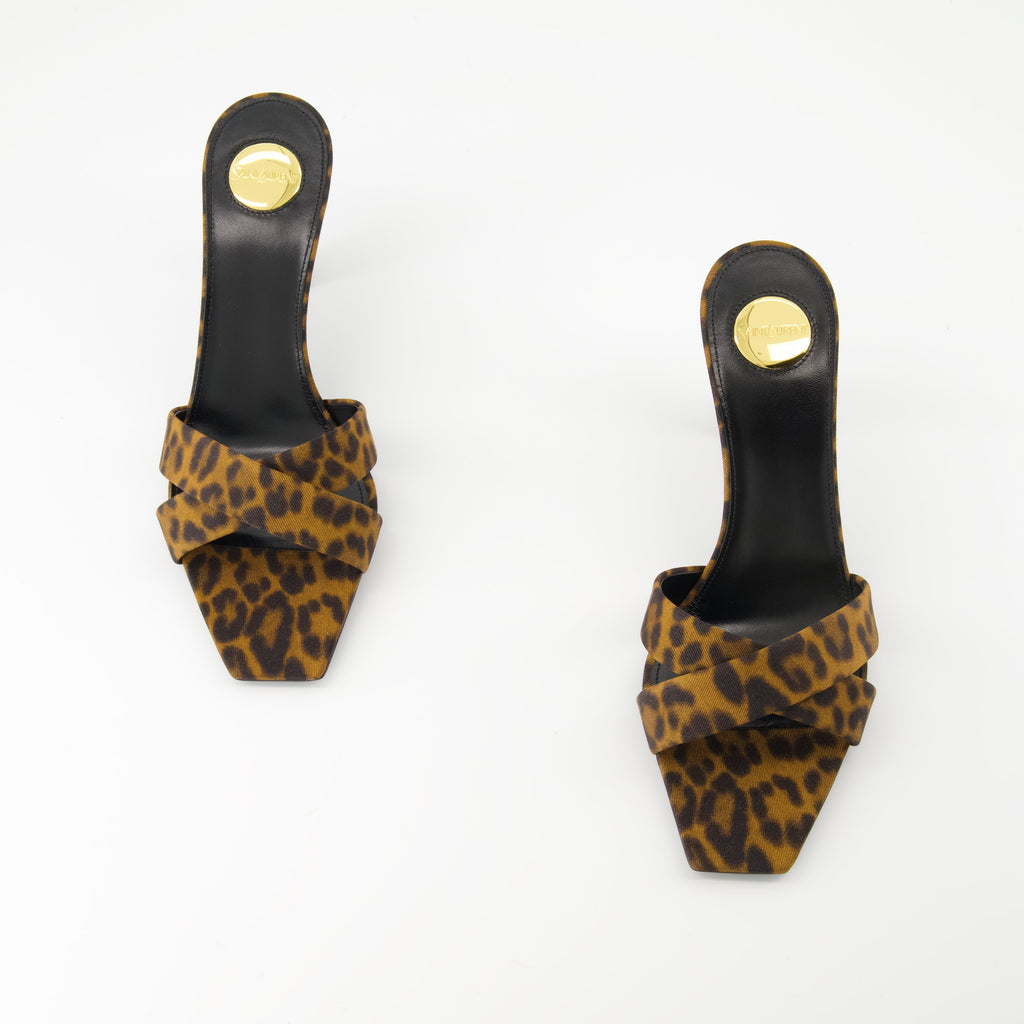 Bilde av Jill leopardmønstrede hæl sandaler av Saint Laurent for kvinner - Sesong Vår-Sommer 2025 - Toppvisning av paret