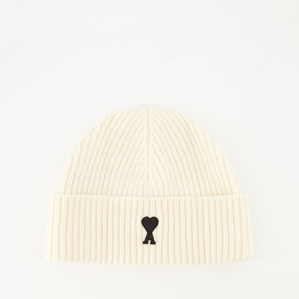 Ami de coeur beanie, unisex winter hat, Ami Paris accessories, embroidered logo beanie, wool blend hat