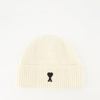Ami de coeur beanie, unisex winter hat, Ami Paris accessories, embroidered logo beanie, wool blend hat
