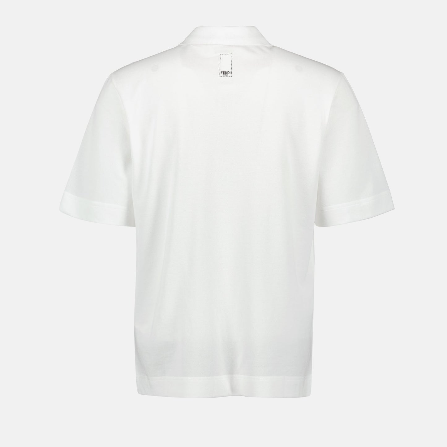 embroidered polo, white polo shirt, cotton piqué polo, Fendi 2024 collection, luxury polo