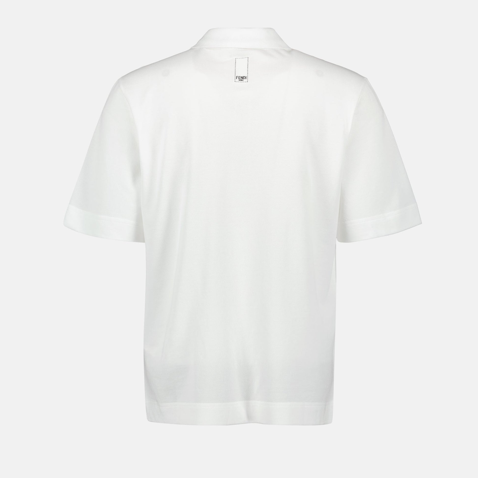 embroidered polo, white polo shirt, cotton piqué polo, Fendi 2024 collection, luxury polo