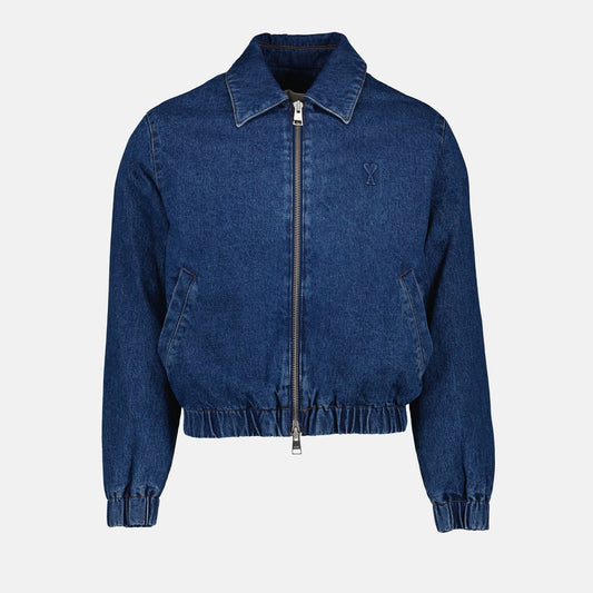 AMI Paris denim jacket, luxury men's fashion, Autumn-Winter 2024, high-end denim, classic blue jacket