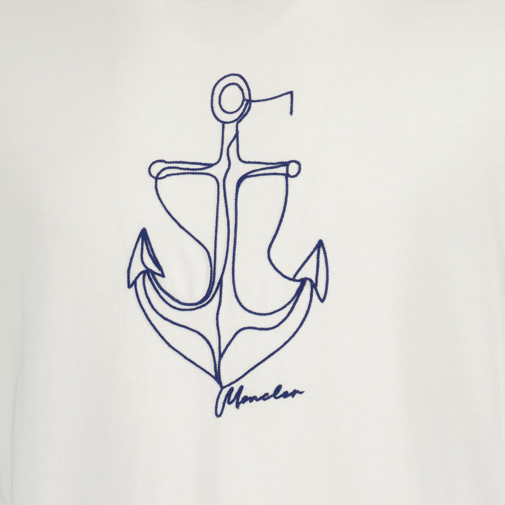 Hvit Brodert Kattet-T-skjorte