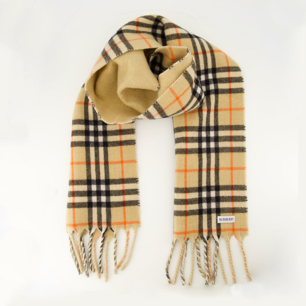 Burberry scarf, cashmere scarf, vintage check accessory, unisex cashmere, Cavalier EKD