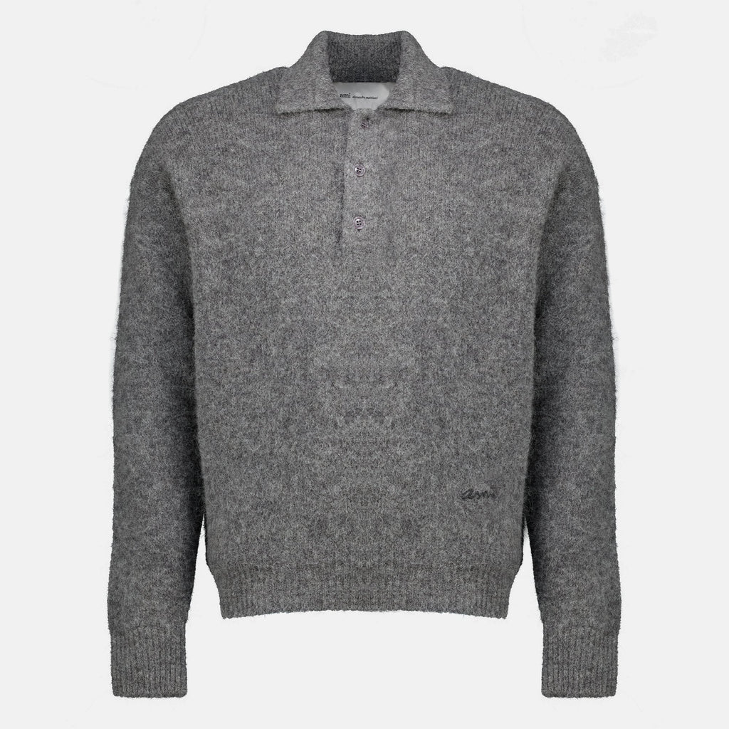 Polo cinzento de alpaca