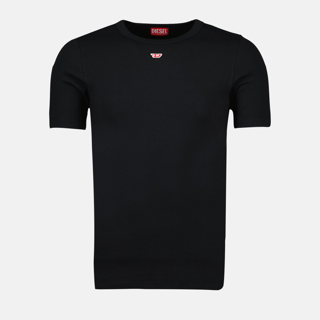 Diesel T-shirt, black cotton T-shirt, embroidered logo tee, casual wear, Spring-Summer collection