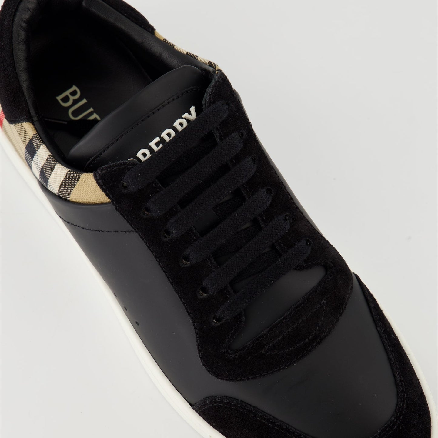 leather sneakers, suede sneakers, Burberry shoes, luxury footwear, black sneakers