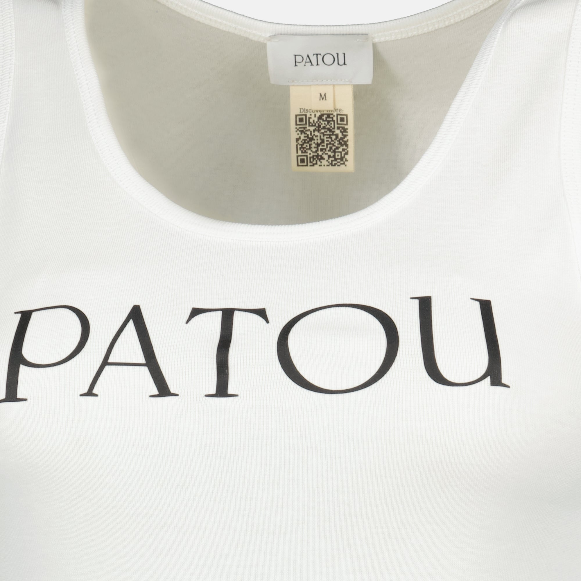 Image of Ribbed White Tank Top by Patou for Women - Season Spring-Summer 2026 - Detail View 1