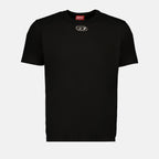 Oval Logo T-Shirt, Cotton Black Tee, Diesel Men's Wear, Embossed Logo Shirt, Autumn-Winter Collection