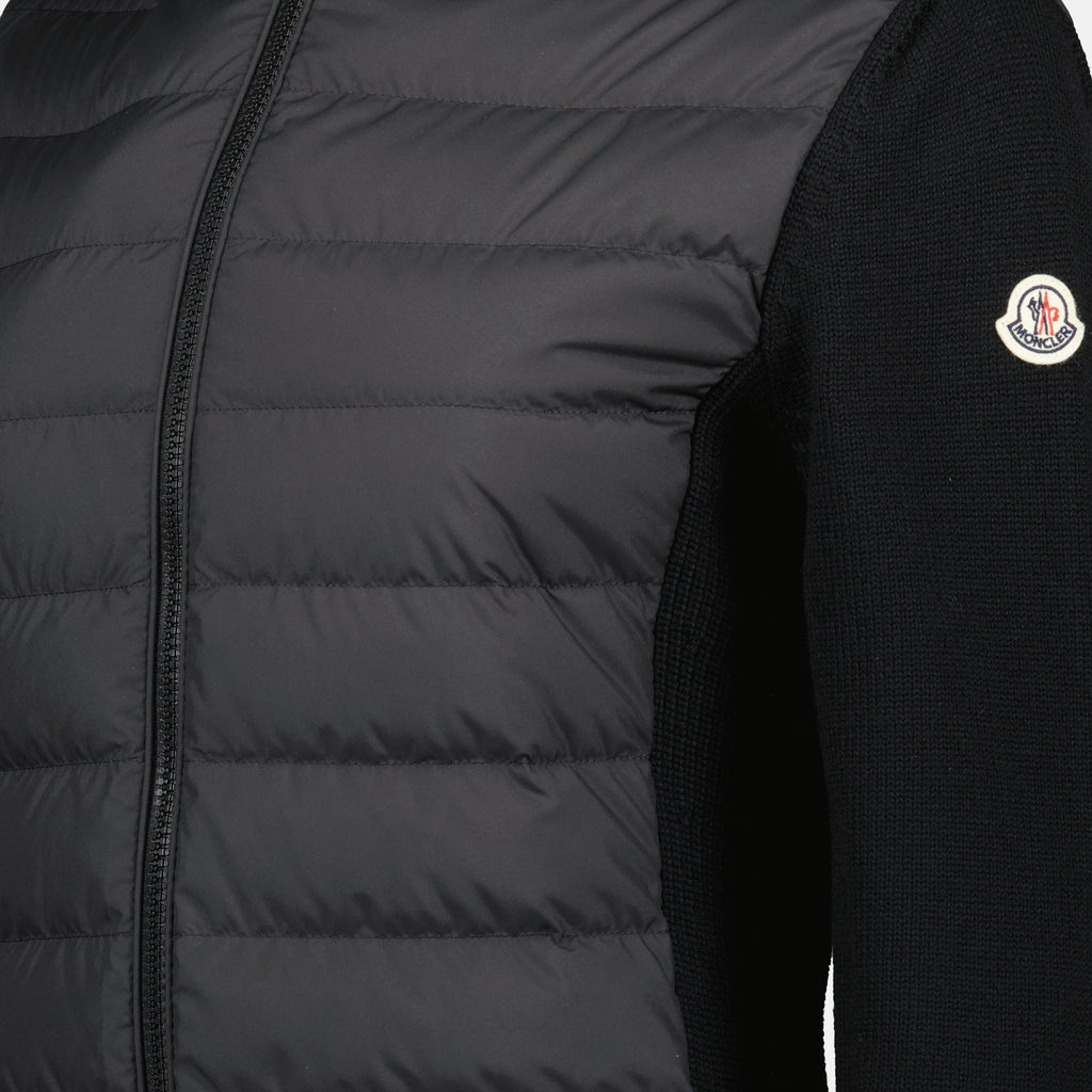 Moncler cardigan, bi-material cardigan, wool polyester blend, Autumn-Winter 2025, elegant women's outerwear