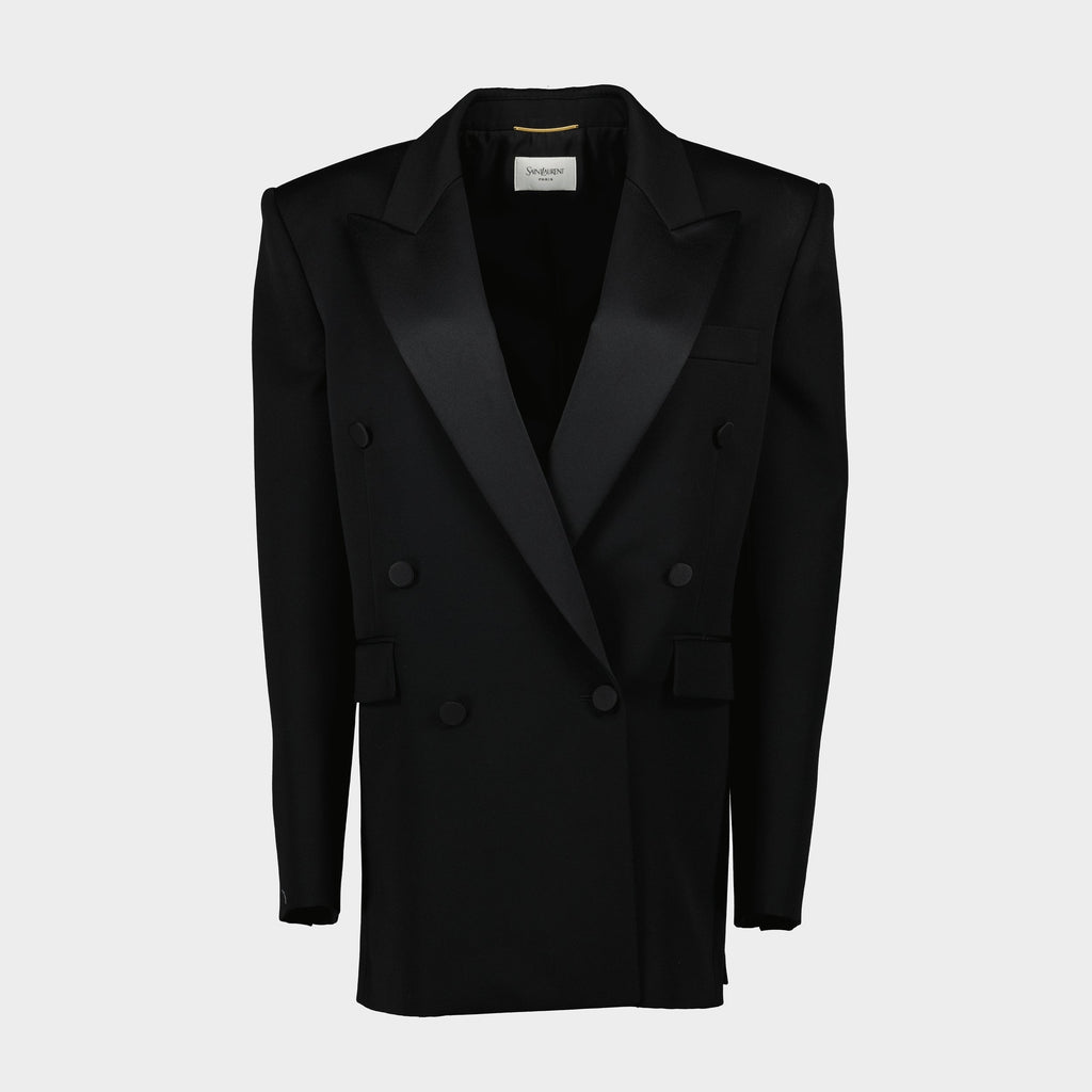 black blazer, oversized blazer, Saint Laurent, women's fashion, luxury outerwear