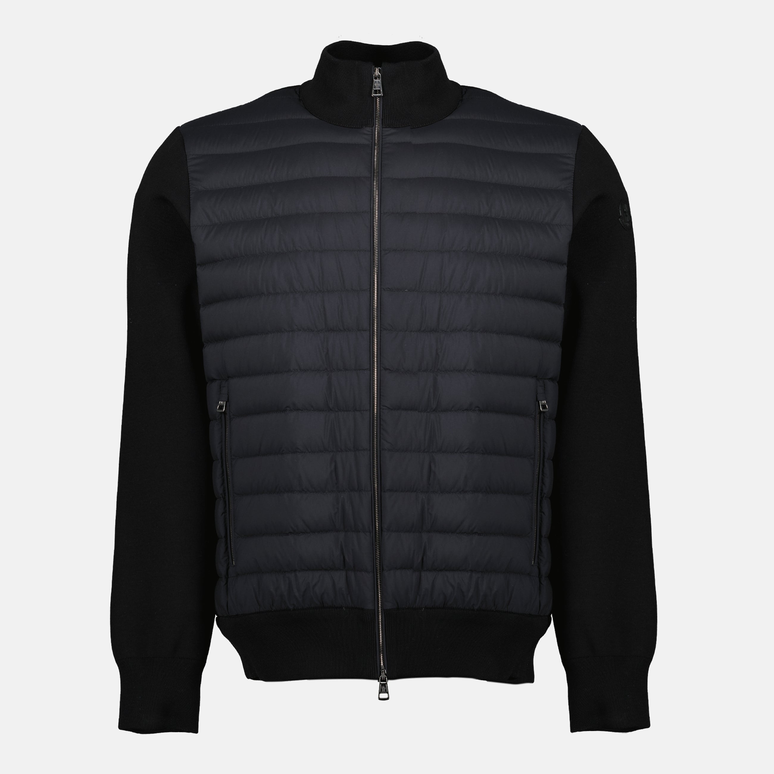 Image of Moncler Black Bi-Material Jacket by Moncler for Men - Season Spring-Summer 2026 - Front View
