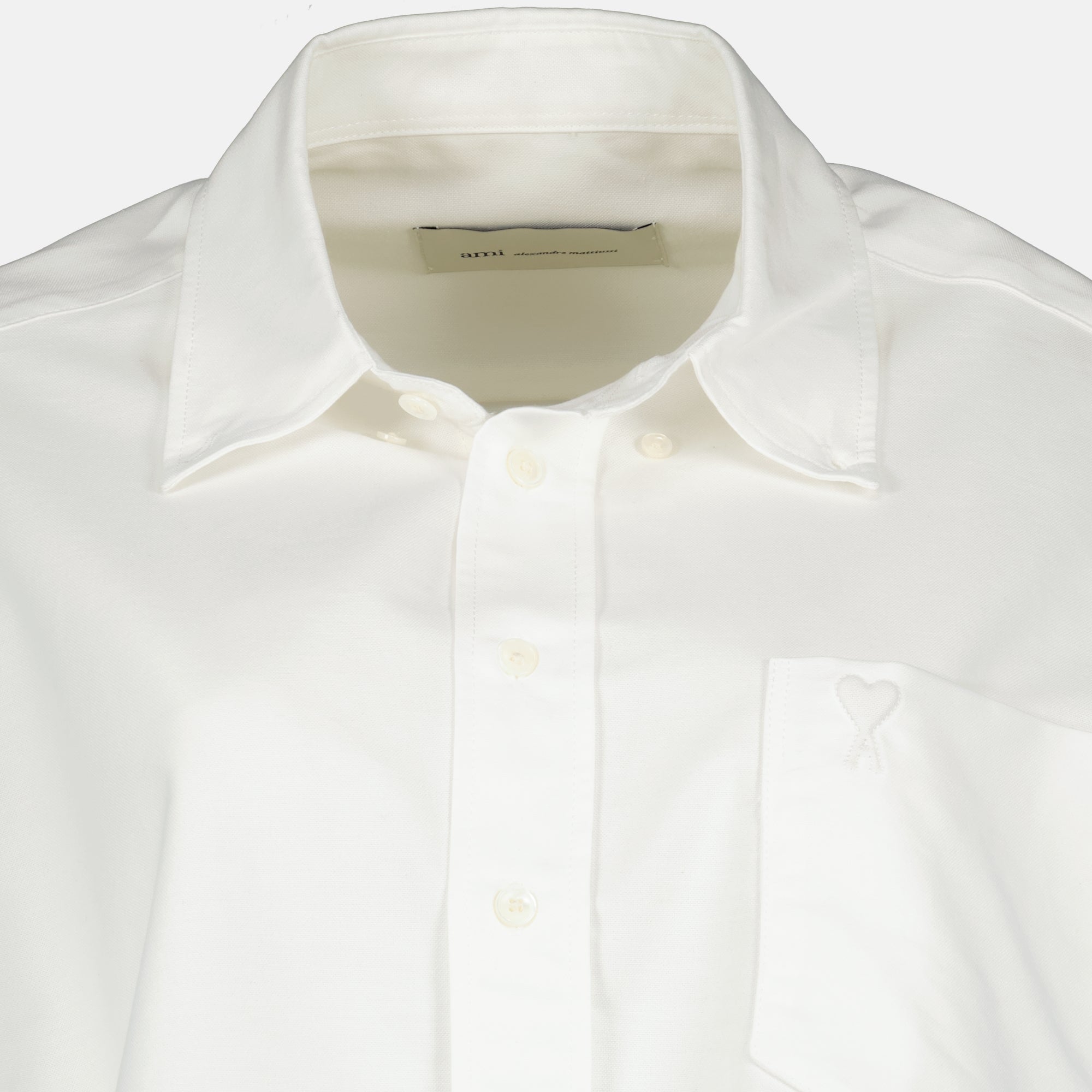 Imagen de la camiseta crop Ami de Coeur en blanco de Ami PARIS para mujeres - Temporada Primavera-Verano 2026 - Vista de detalle del producto 3