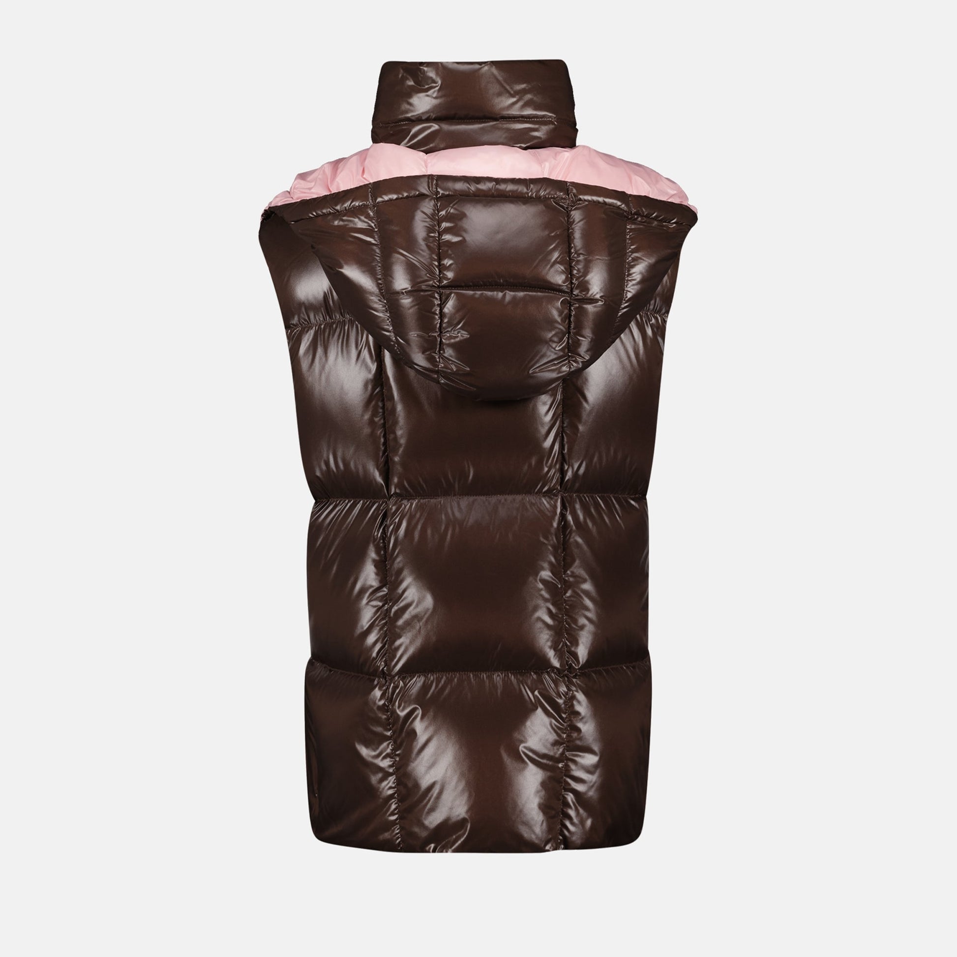 Luzule jacket, bicolor design, sleeveless jacket, glossy nylon jacket, autumn winter fashion