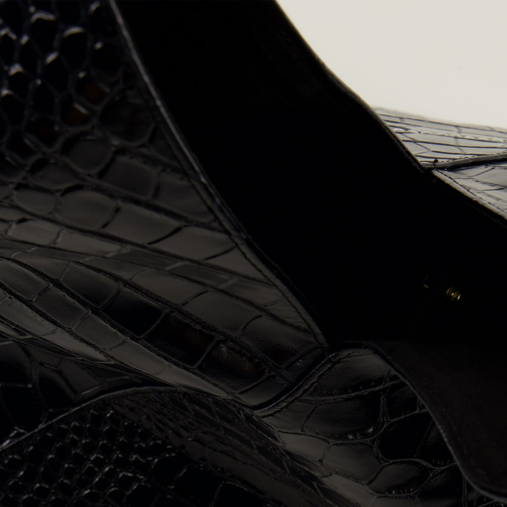 crocodile print bag, Mm6 bag, medium bag, patent leather bag, fashion accessories