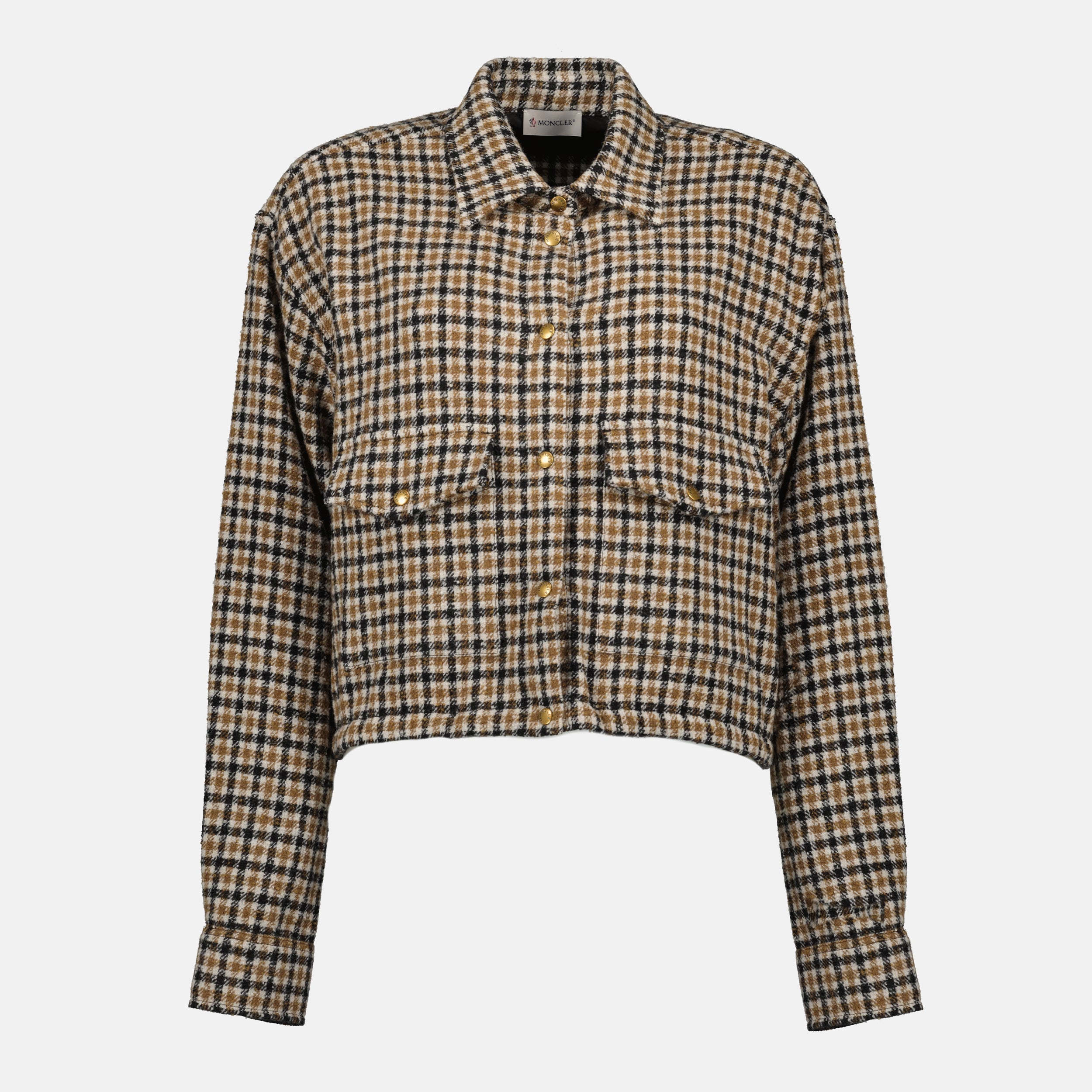 Moncler jacket, plaid shirt jacket, polyamide wool blend, Autumn Winter 2025, stylish outerwear