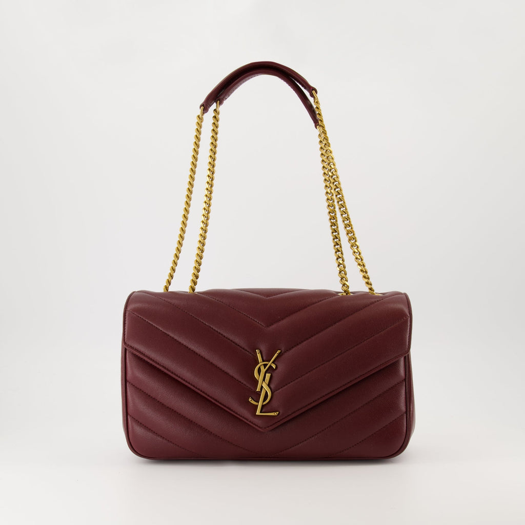 Saint Laurent bag, Le Sac Loulou, bordeaux leather handbag, designer accessories, luxury handbags