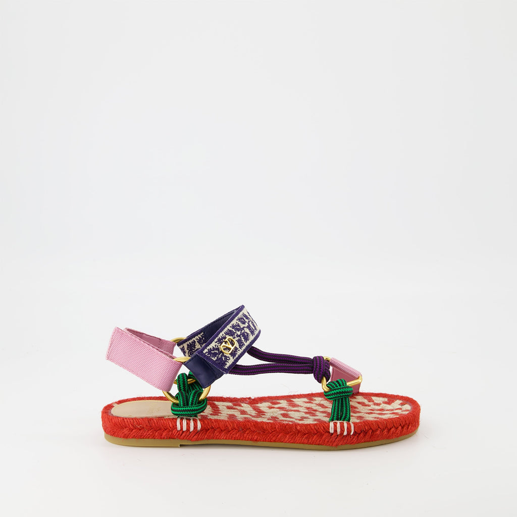 Lake Powell sandals, Valentino Garavani, multicolor print, comfortable sandals, adjustable Velcro straps