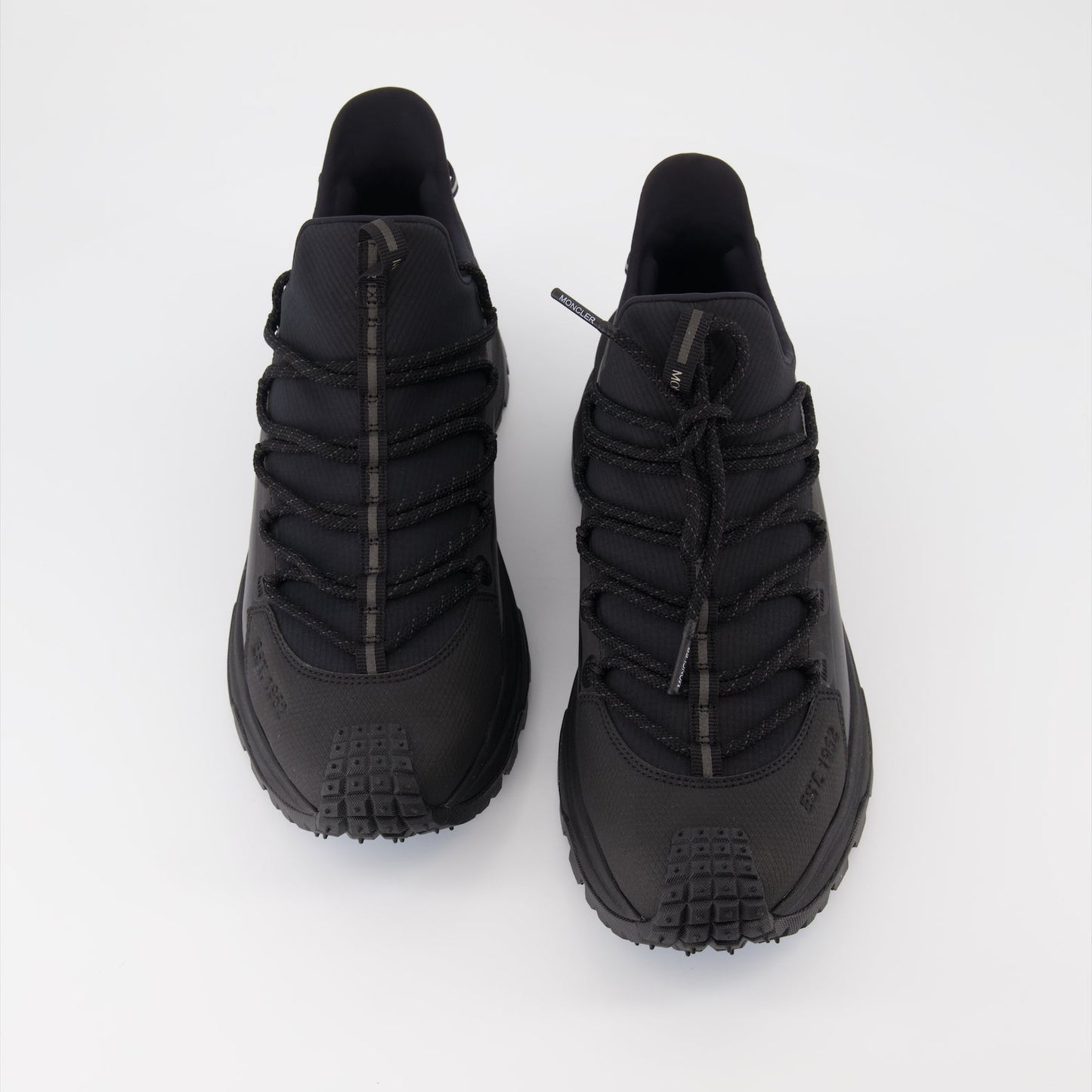 luxury sneakers, Moncler Trailgrip Lite 2, ripstop stretch, black sneakers, high-end footwear