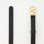 VLogo Belt, Valentino Garavani, black leather belt, adjustable belt, designer accessories