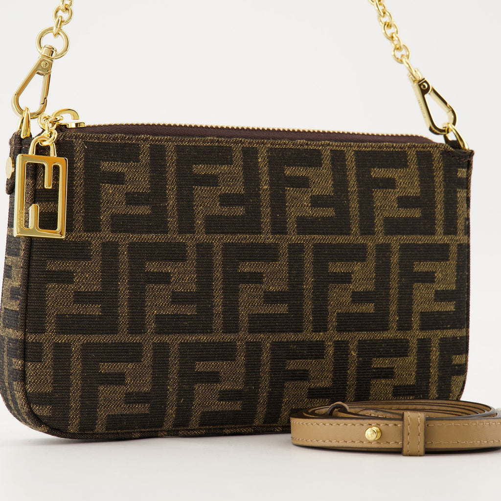 Fendi Baguette Pouch, FF Fabric, Jacquard Pouch, Luxury Accessories, Fashion Handbag