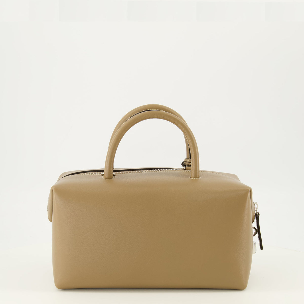 Sac Boston moyen en cuir beige