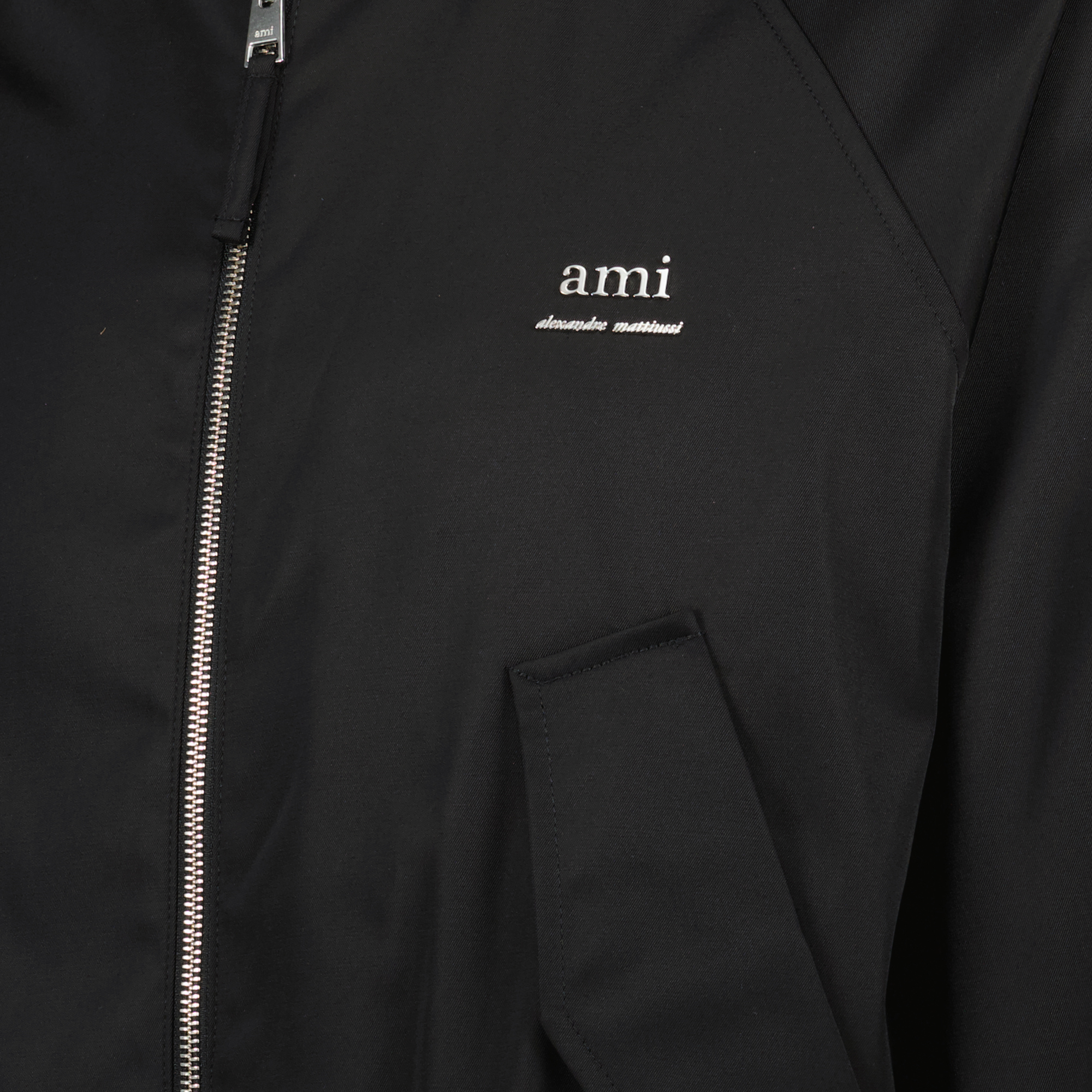 Black Ami Nylon Bomber Jacket AMI Nylon Cotton Technical Twill Bomber Jacket Black