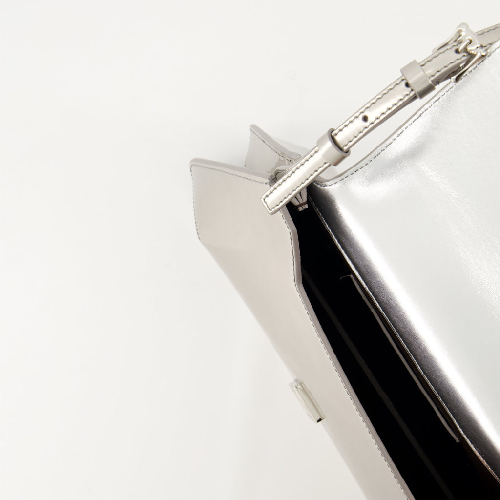 Givenchy bag, 4G Liquid, silver leather bag, adjustable strap, luxury handbag