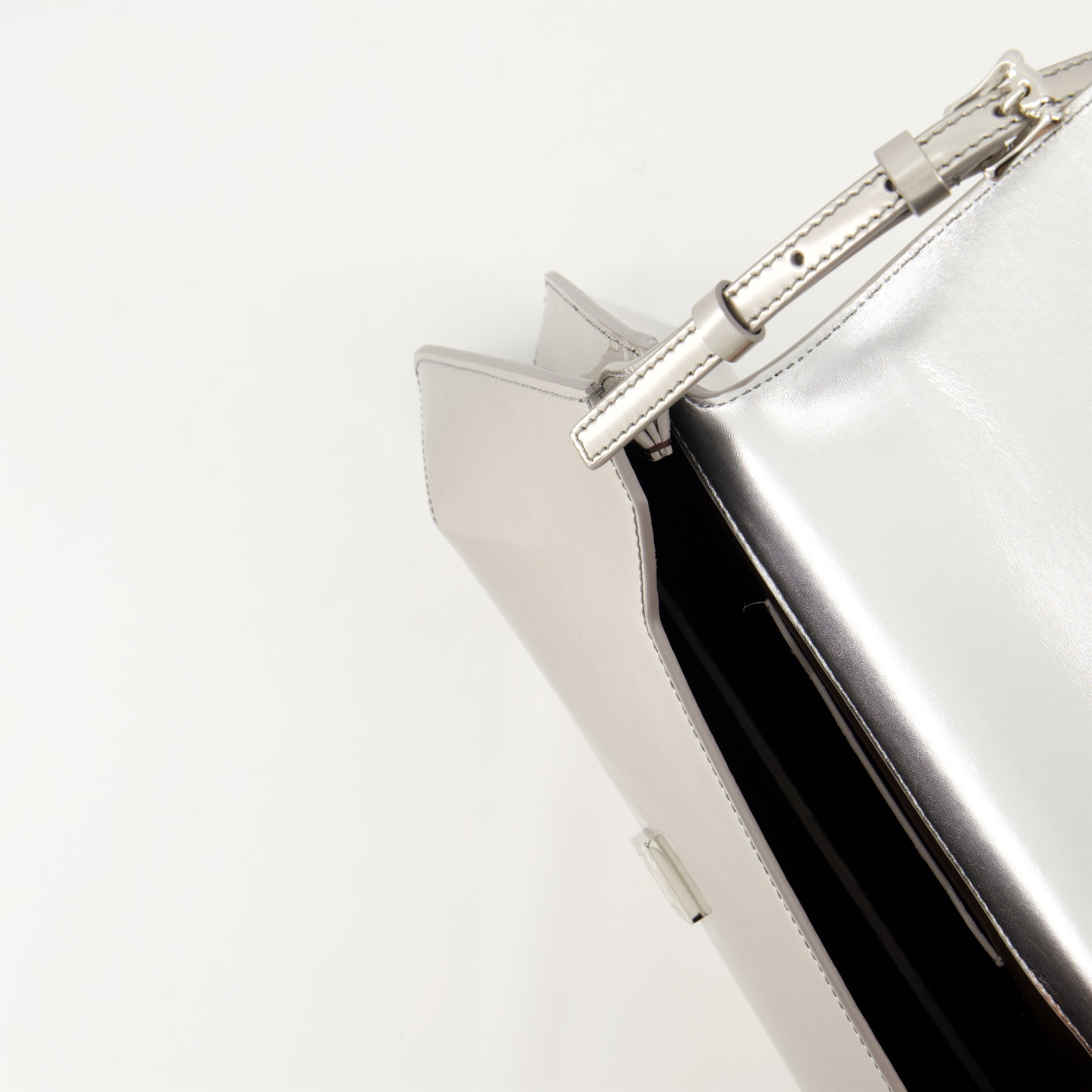 Givenchy bag, 4G Liquid, silver leather bag, adjustable strap, luxury handbag