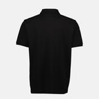 Image of Black Piqué Cotton Polo by Moncler for Men - Season Autumn-Winter 2025 - Product detail view 1