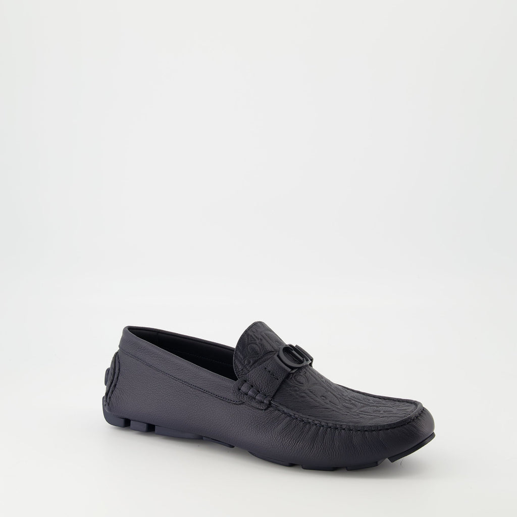 Mocassin Odéon, navy moccasins, Dior footwear, grained leather shoes, luxury men’s shoes