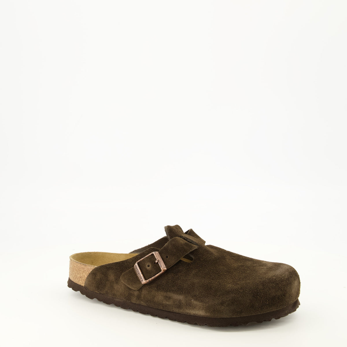 Clog Boston em camurça castanha