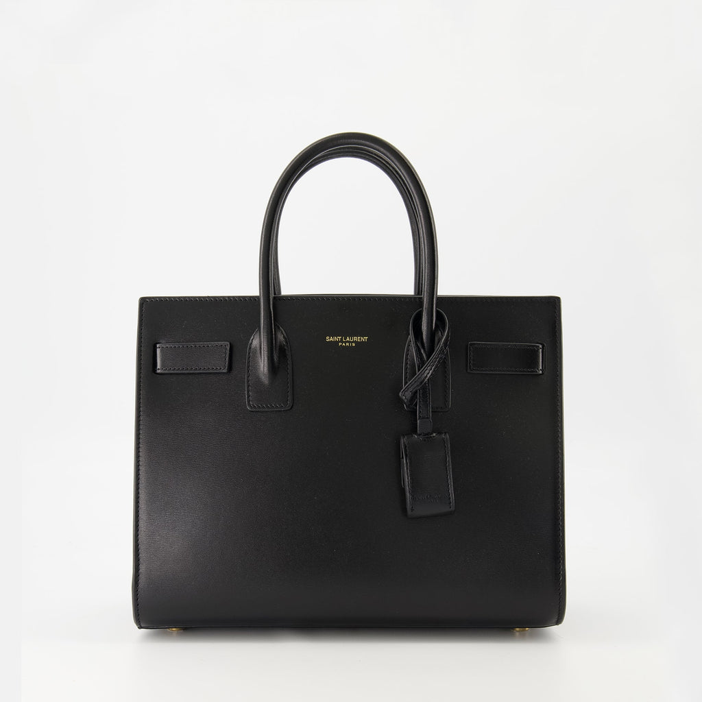 baby black day bag, Saint Laurent, smooth calf leather bag, elegant handbag, adjustable shoulder strap