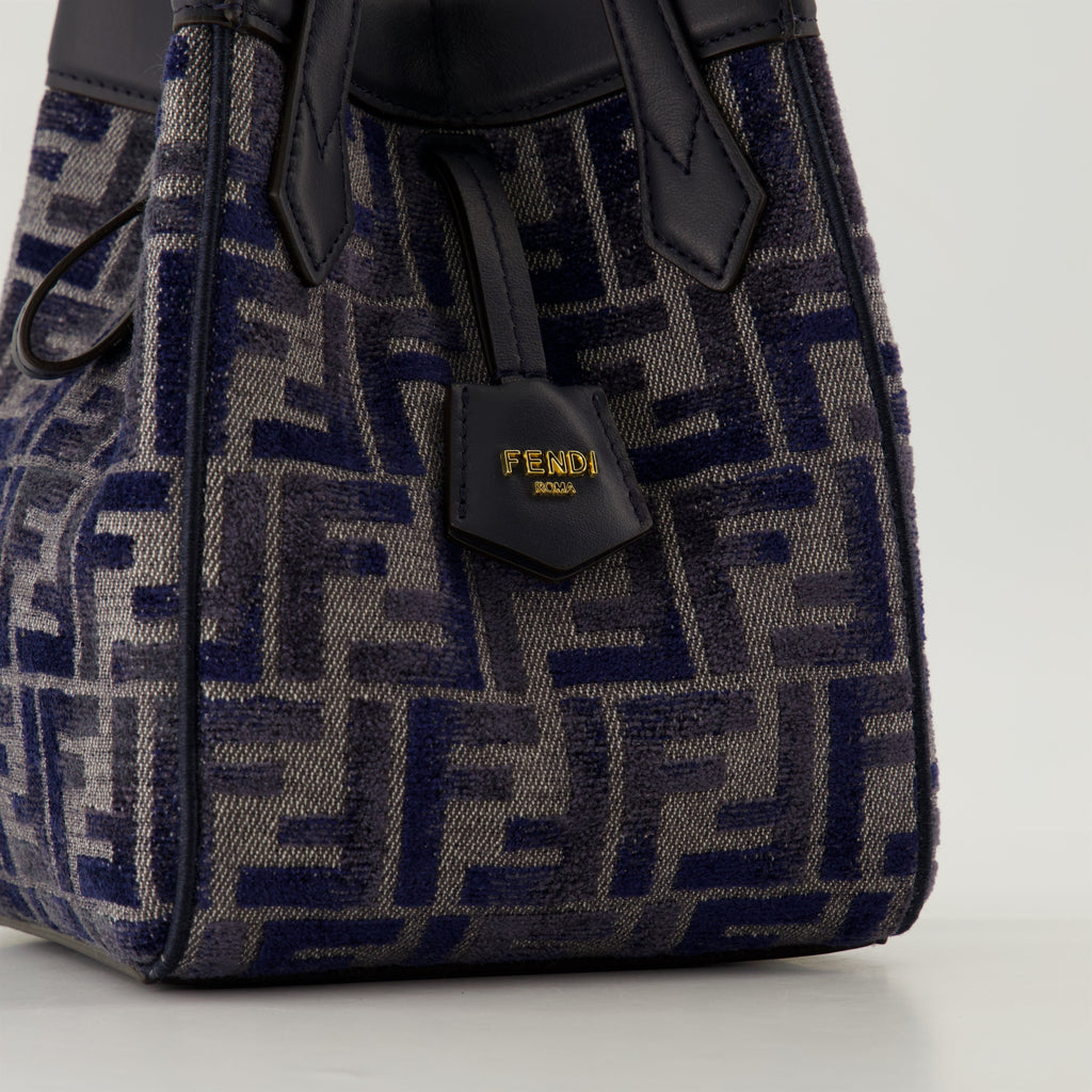 Fendi mini bag, Origami bag, blue handbag, FF pattern, luxury accessory