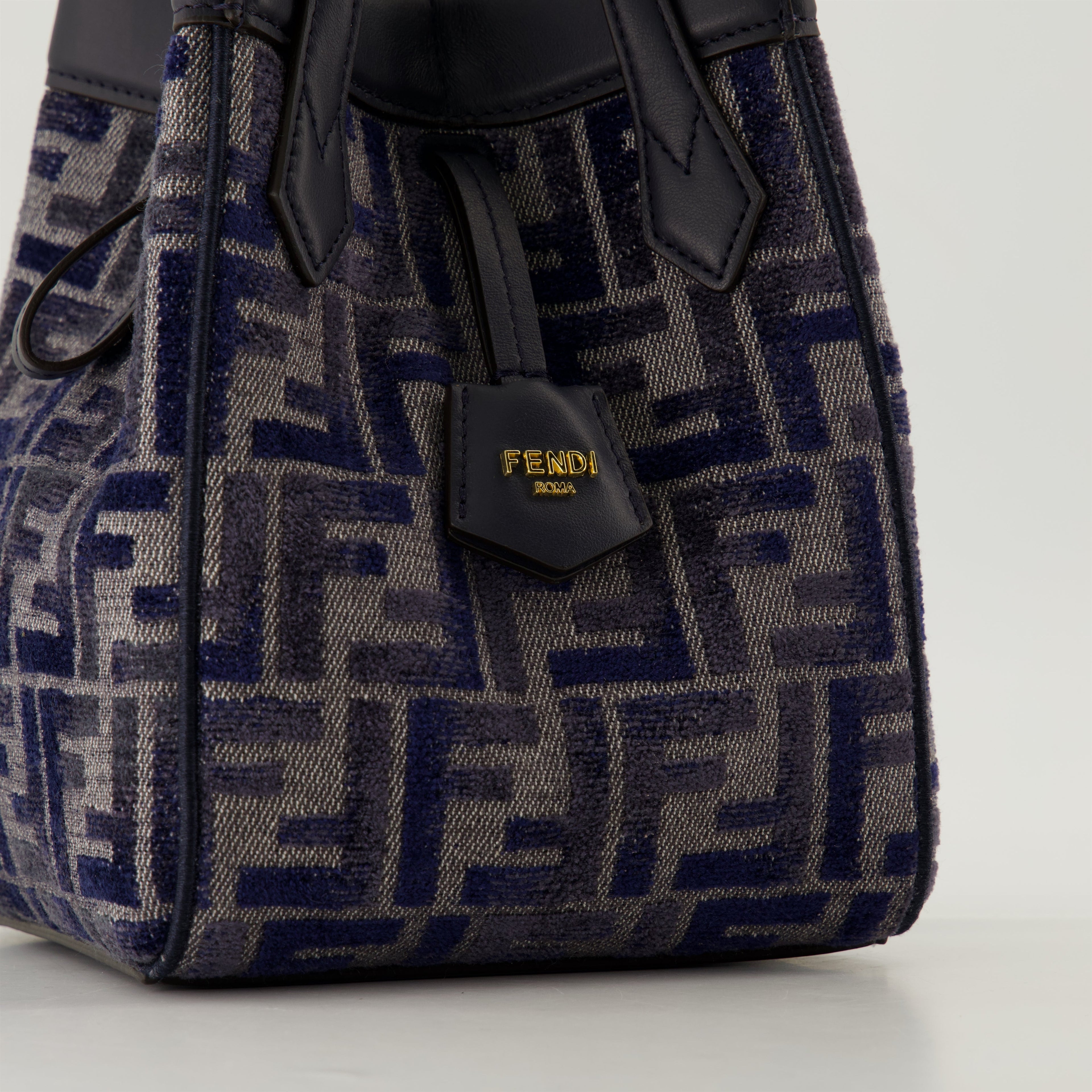 Fendi mini bag, Origami bag, blue handbag, FF pattern, luxury accessory