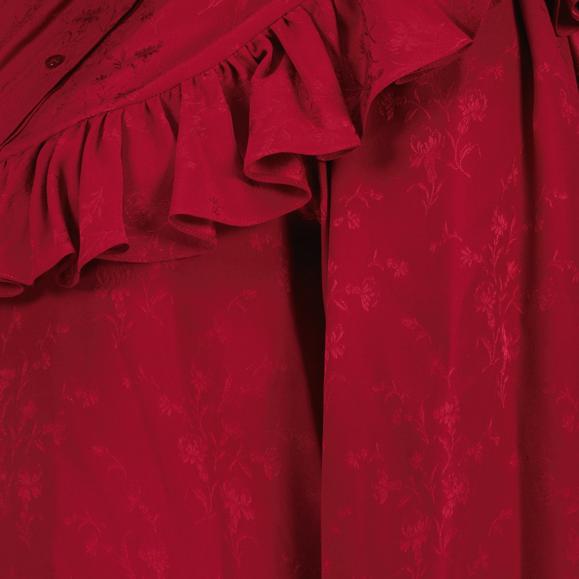 Saint Laurent blouse, red silk blouse, floral print blouse, women's fashion, elegant tops