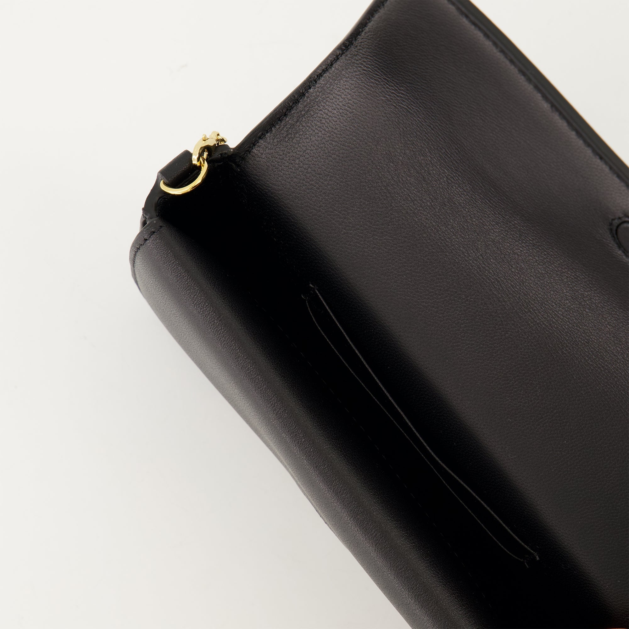 Black leather bag, Mini shoulder bag, Valentino handbag, Chain strap purse, Gold-tone details